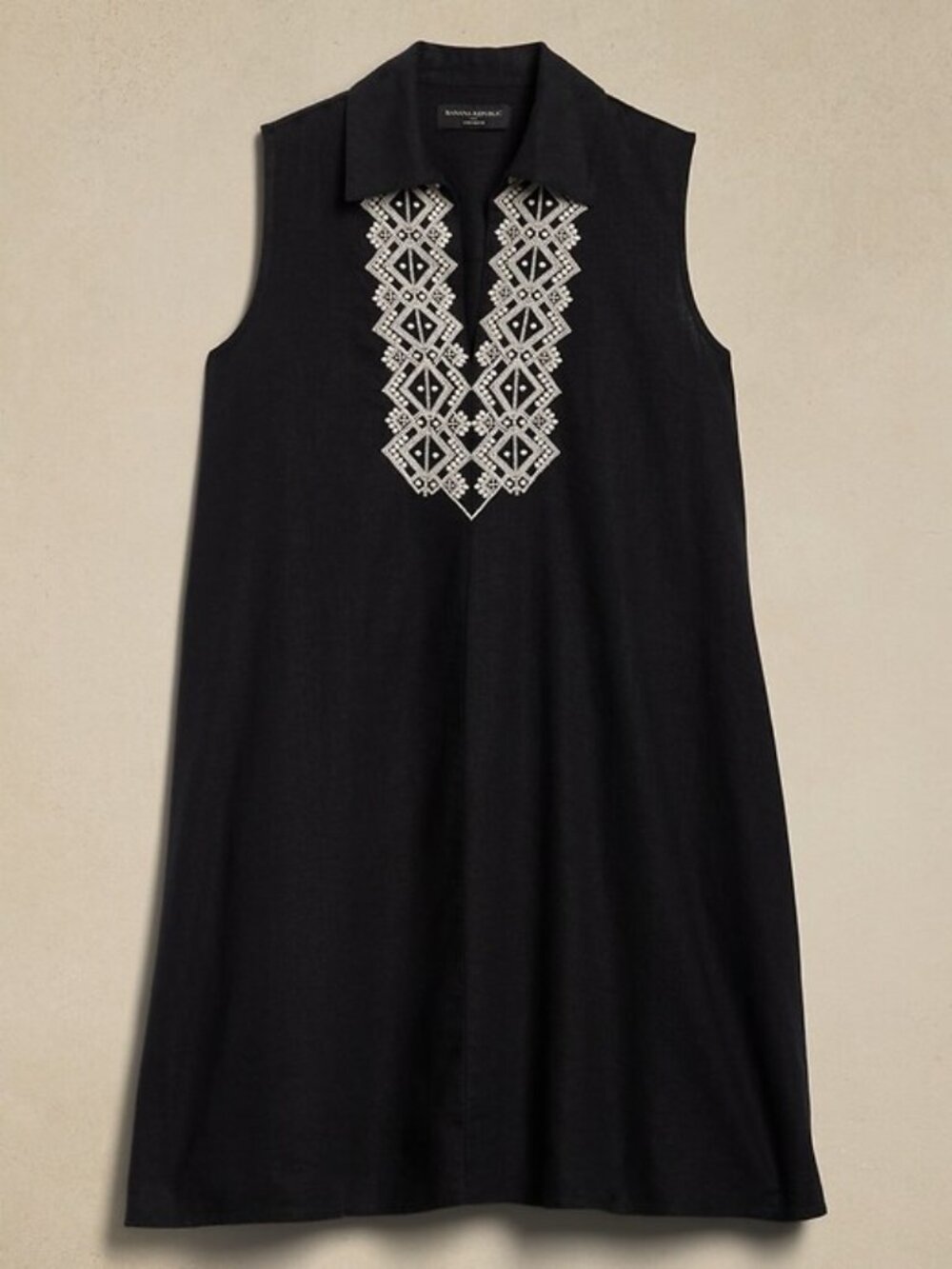 Banana Republic Embroidered Linen-Blend Dress